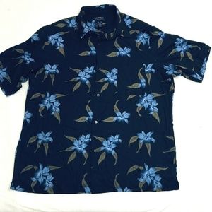 2 for $20 Men's Hawaiian Floral Black Button Up